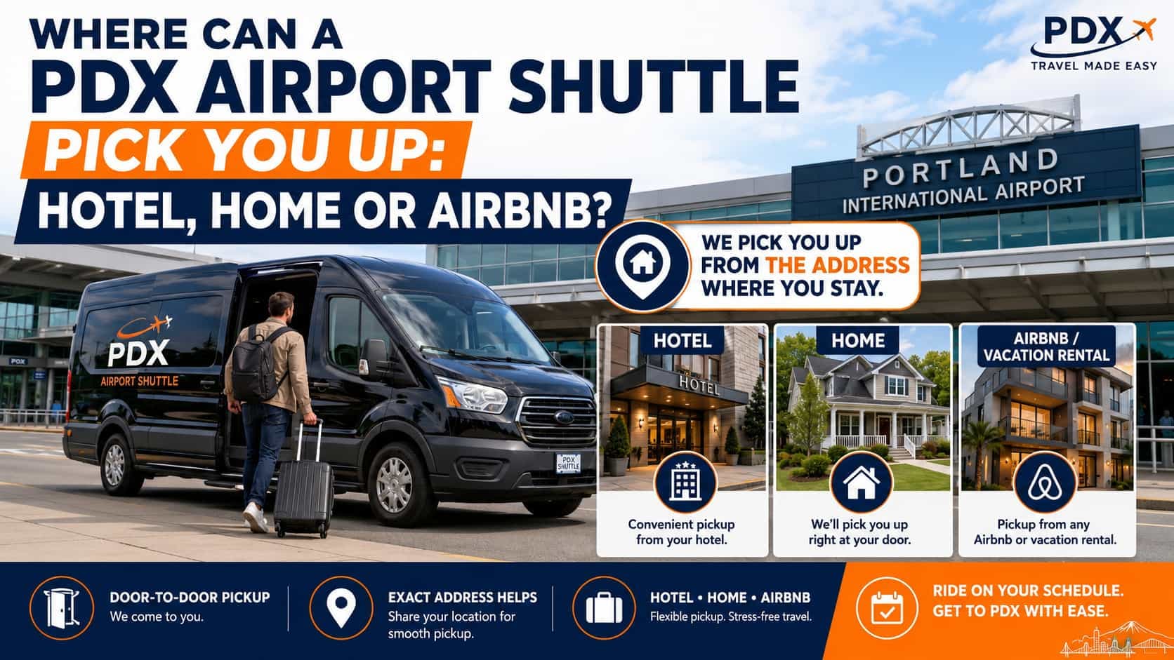 Where Can a PDX Shuttle Pick You Up: Hotel, Home or Airbnb?